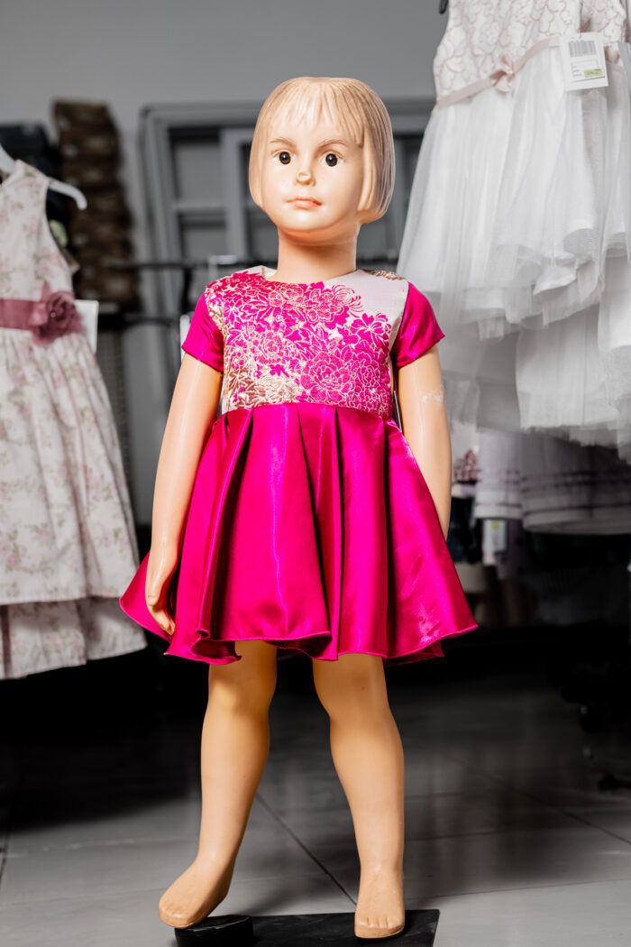 MIGI BABY Brocade to Satin Fusch Dress