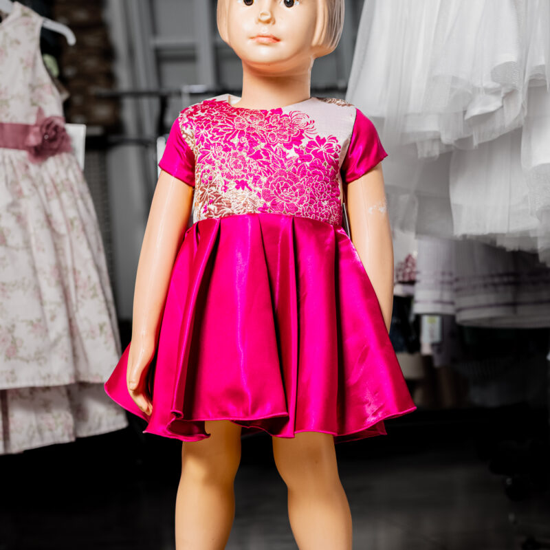 MIGI BABY Brocade to Satin Fusch Dress