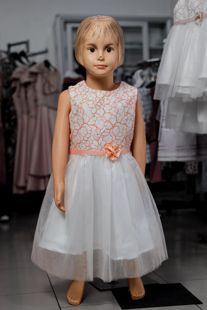MIGIBaby Lace To Mesh Peach Dress