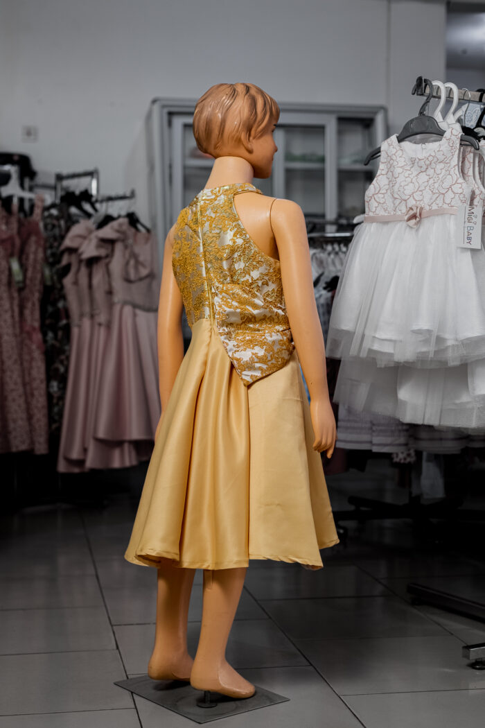 MIGIBaby Brocade to Satin Halter Neck Dress - Image 3