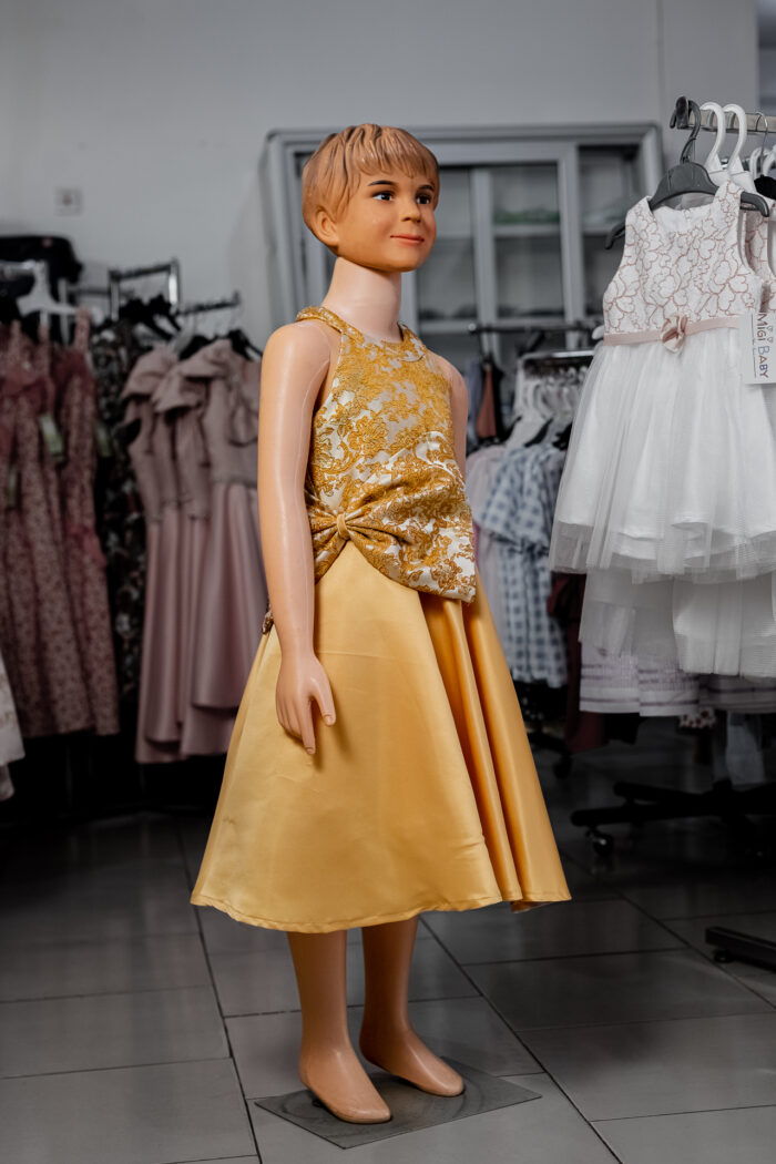 MIGIBaby Brocade to Satin Halter Neck Dress - Image 2